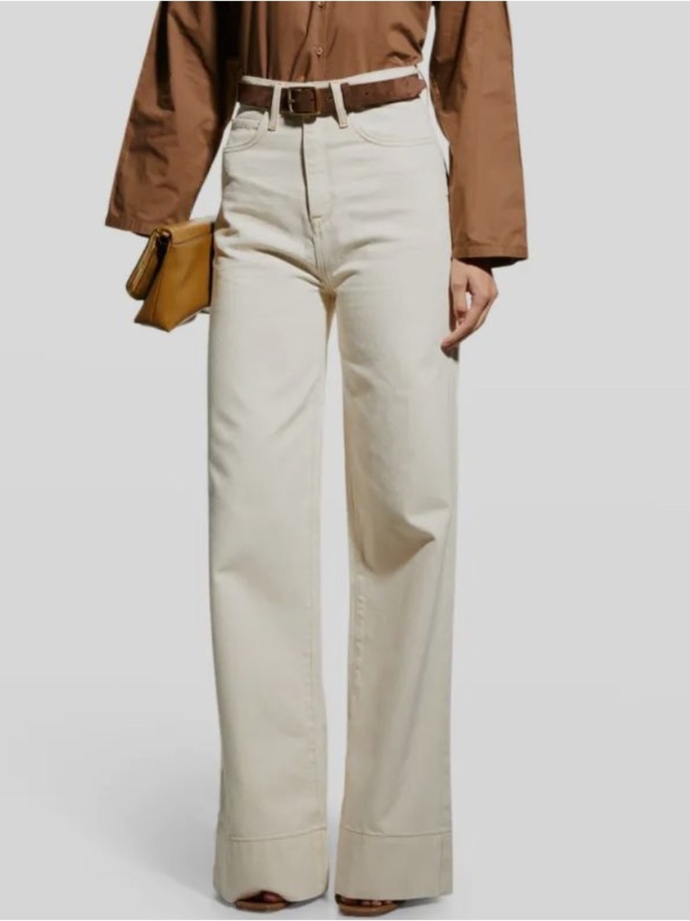 Triarchy High-Rise Ms.Onassis Wide Leg Off White Cream Jeans Size 28